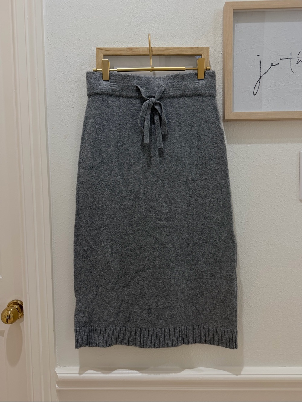 LOFT Cozy Sweater Knit Drawstring Midi Skirt - Gray